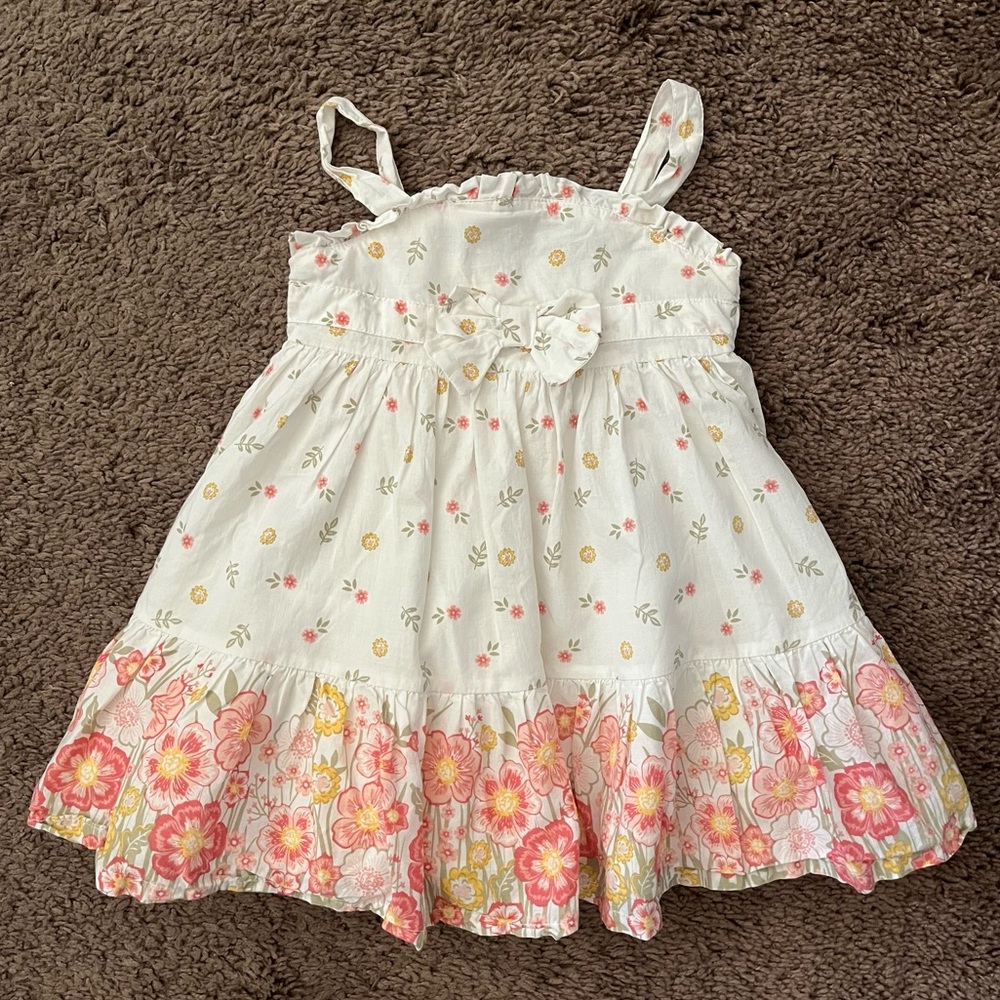 Tahari Kids Girls Dress Floral Spring Lined Bow Easter Summer 18M White Pink